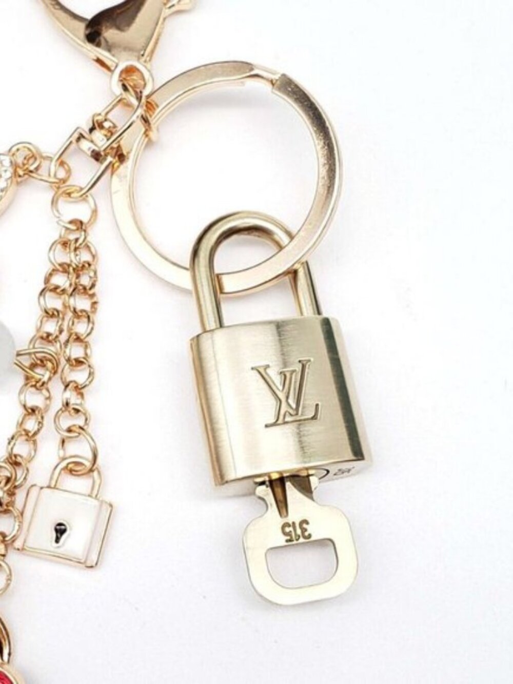 Louis Vuitton Authentic Gold Lock & Key 🔑 Bag Charm + Unbranded Keychain - Picture 5 of 9